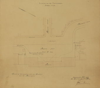 214306 Plattegrond van het Stationsplein met directie omgeving te Utrecht; met aanduiding van de aangrenzende ...